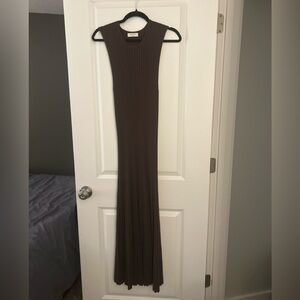 Aritzia Babaton Ribbed Sleeveless Maxi Dress in Chocolate Brown
